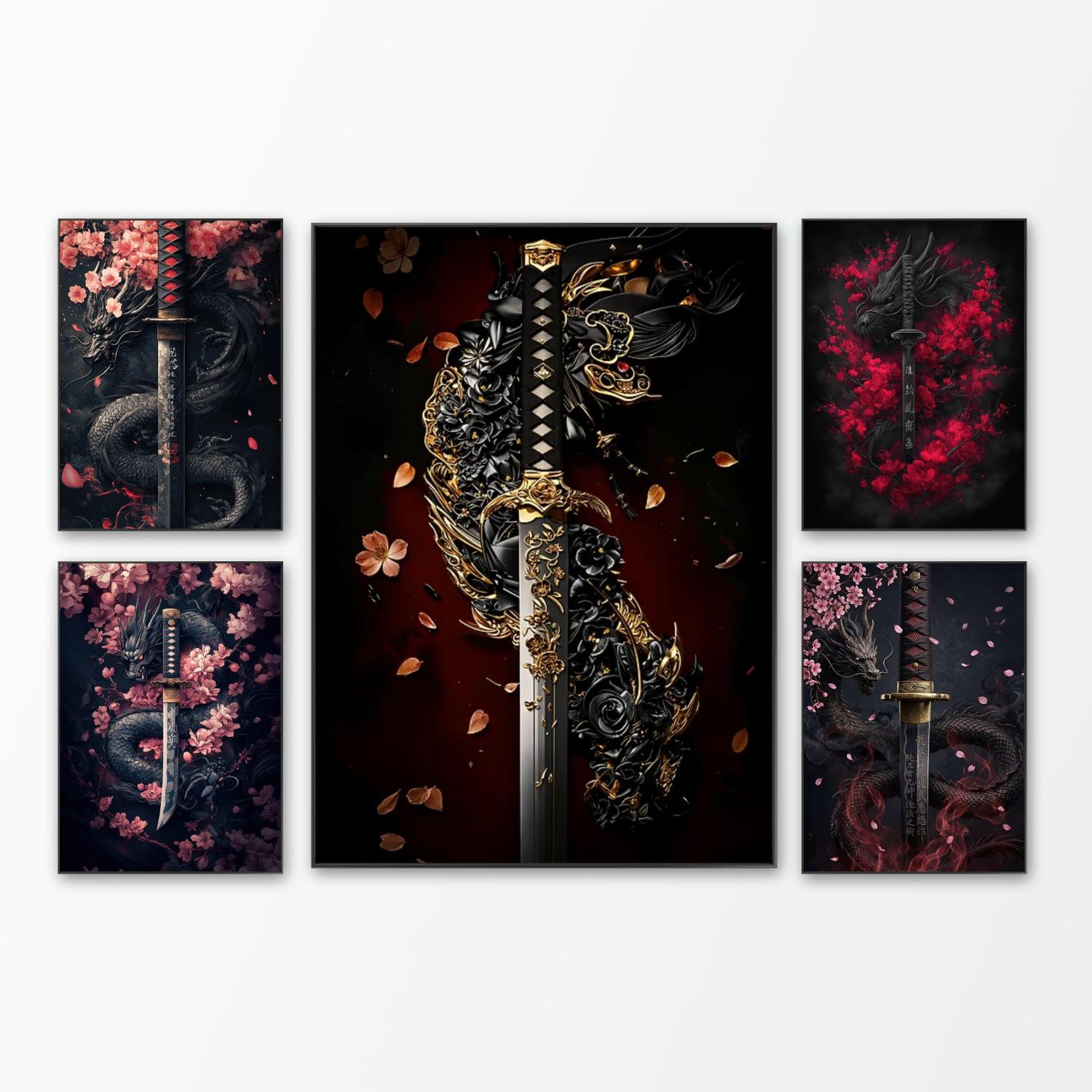 Japanese Lifestyle Gifts - Siyah Ejderha ve Samuray Kılıcı Sayılarla